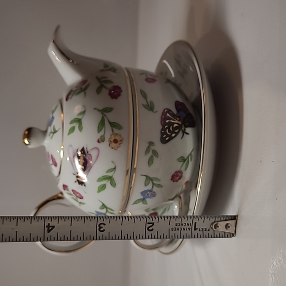 Adeline porcell Anafine tea for one set teacup and saucer and pot - Picture 8 of 10
